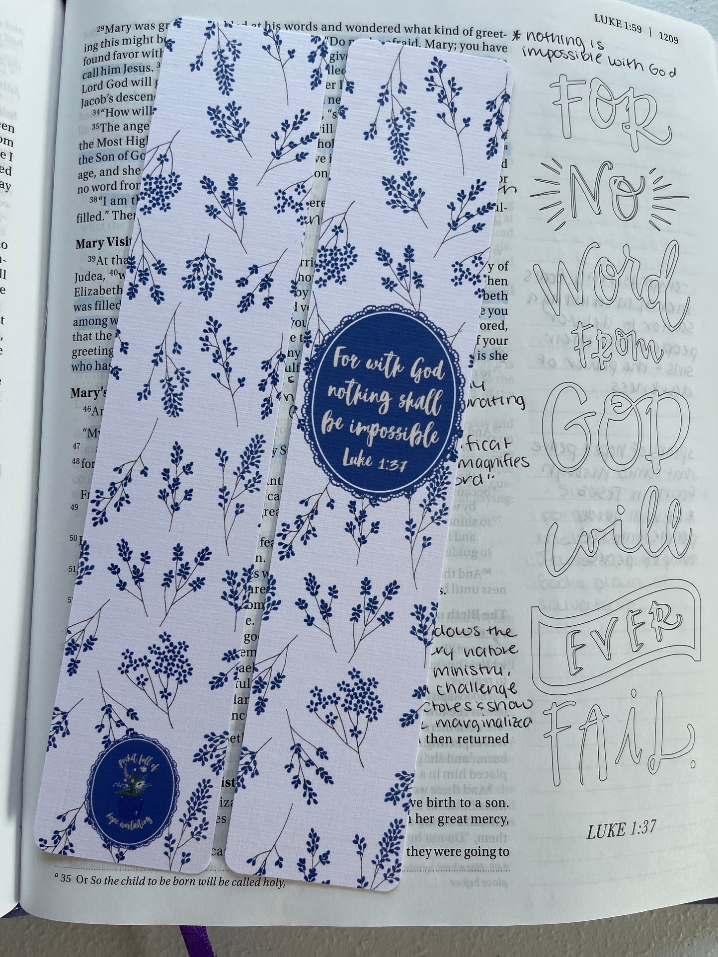 For with God nothing impossible Bookmark